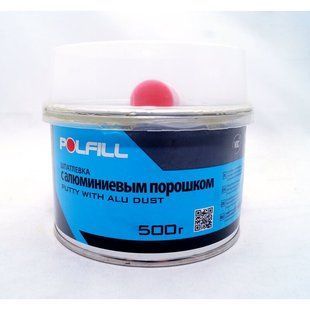 Шпаклівка з алюмінієвим порошком + відв. в комплекті 0,5 кг Polfill (арт. 43224) 00000011111 фото