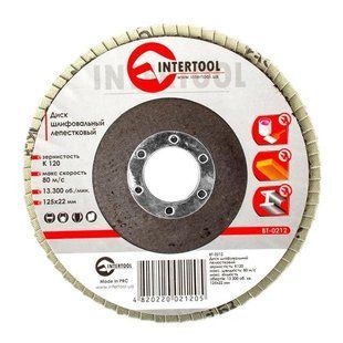 Диск шліфувальний пелюстковий INTERTOOL D125 K120 00000003320 фото