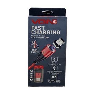 Кабель магнітний VOIN USB &mdash; Micro USB 3A, 1m червоний 00000013532 фото