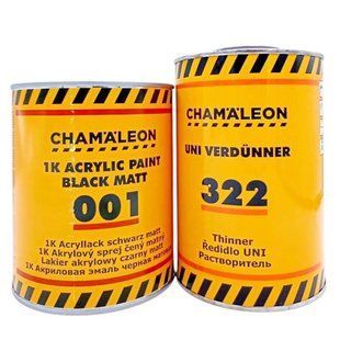 Краска акриловая CHAMALEON 001 1K черная матовая 1л + растворитель 00000017036 фото