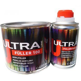Грунт акриловый NOVOL 5+1 Ultra Line Fuller100, 0,40л белый + отвердитель Line Fuller 100 0,08л (арт. 00000004759 фото