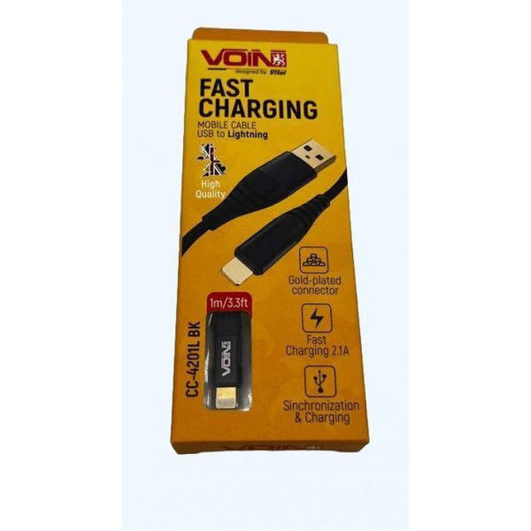 Кабель VOIN USB - Lightning 3А, 1м, черный (арт. CC-4201L BK) 00000015340 фото