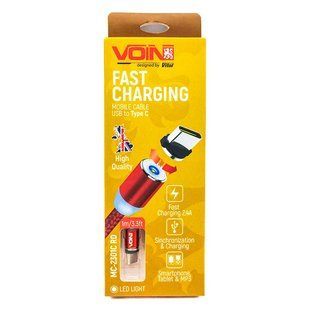 Кабель магнитный VOIN USB - Type C 2,4A, 1м красный (арт. MC-2301C RD) 00000014005 фото